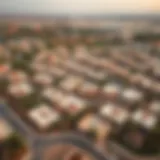 Aerial view of Nad Al Hamar Village showcasing its unique layout