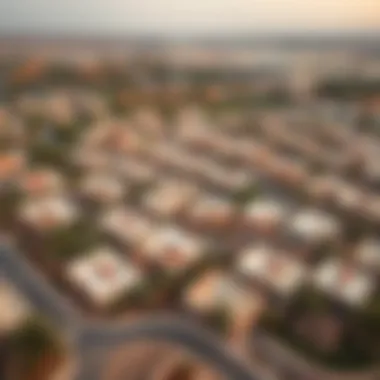 Aerial Perspective of Nad Al Hamar Village Aerial view of Nad Al Hamar Village showcasing its unique layout