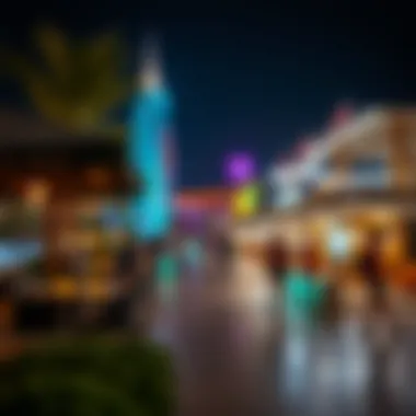 Nighttime scene of Niki Beach with dazzling lights and vibrant nightlife