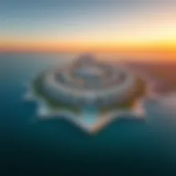 Aerial view of Palm Jumeirah showcasing its unique shape and luxury villas