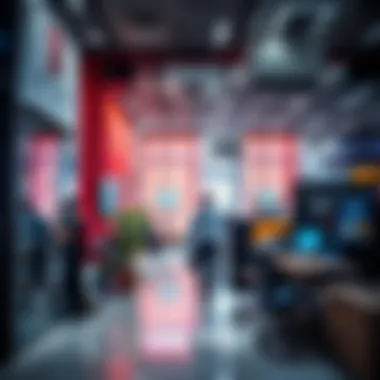 A bustling real estate office in Dubai