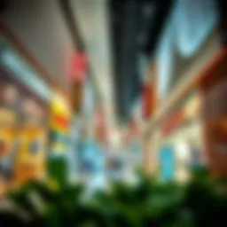 A vibrant shopping corridor showcasing various retail stores at Mazyad Mall