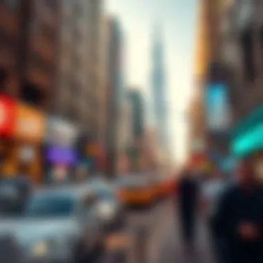 Dubai's Real Estate Market and سكاي فيو The hustle and bustle of Dubai's real estate market with سكاي فيو in the backdrop