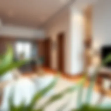 Modern furnished studio apartment interior showcasing stylish decor