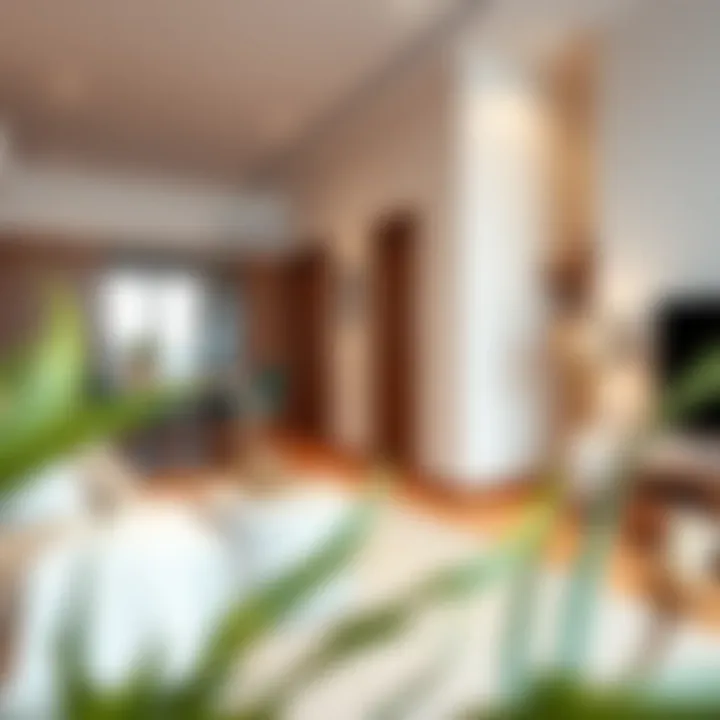 Modern furnished studio apartment interior showcasing stylish decor