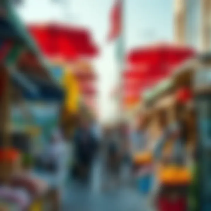 A bustling market scene showcasing the vibrant lifestyle offerings in Dubai