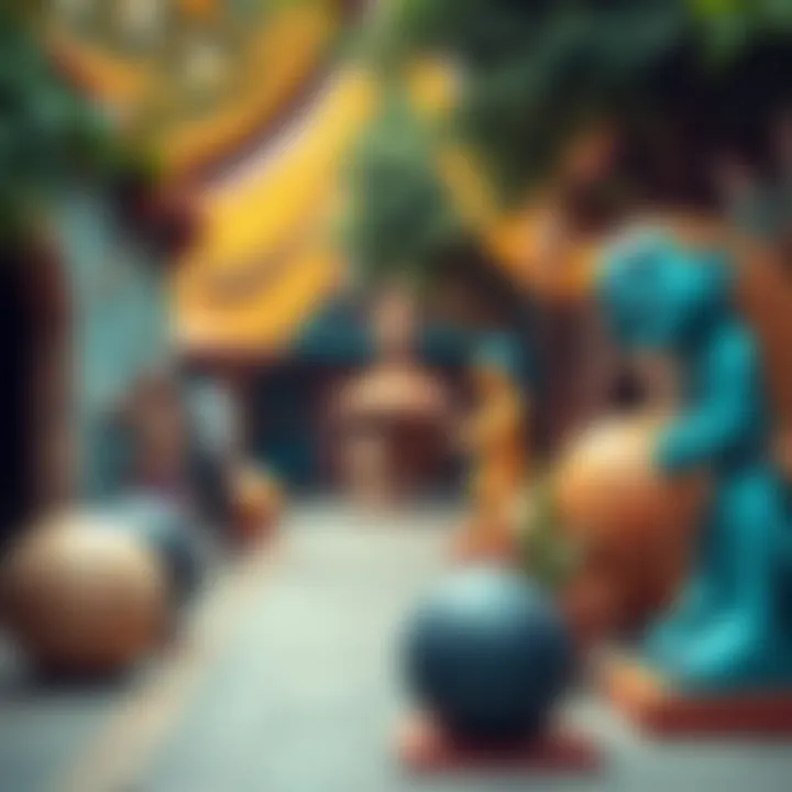 Artistic Expressions in Cultural Village Vibrant art installations representing Dubai's heritage