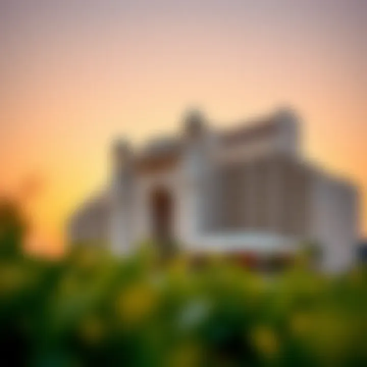 Architectural Marvel of Dorchester Collection Stunning view of the Dorchester Collection exterior against a sunset