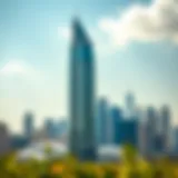 Stunning view of Grosvenor Tower against the Dubai skyline