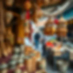 Traditional market stall in Ajman showcasing local handicrafts