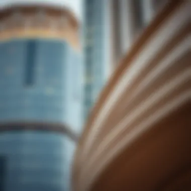 Close-up of the architectural details of the Rayhana Building