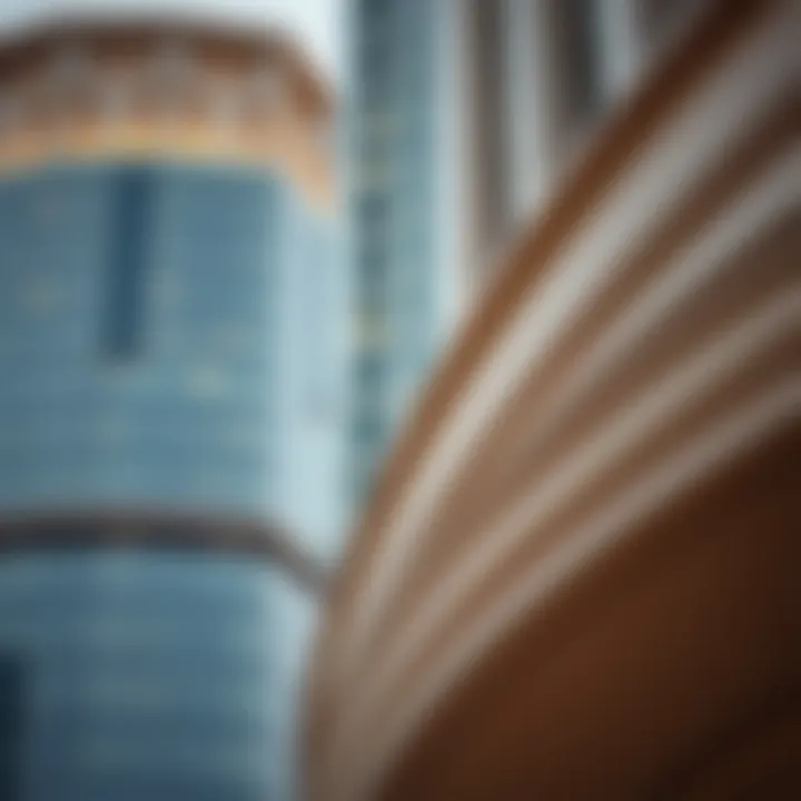 Close-up of the architectural details of the Rayhana Building