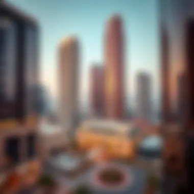 Panoramic perspective of the Rayhana Building in its urban environment