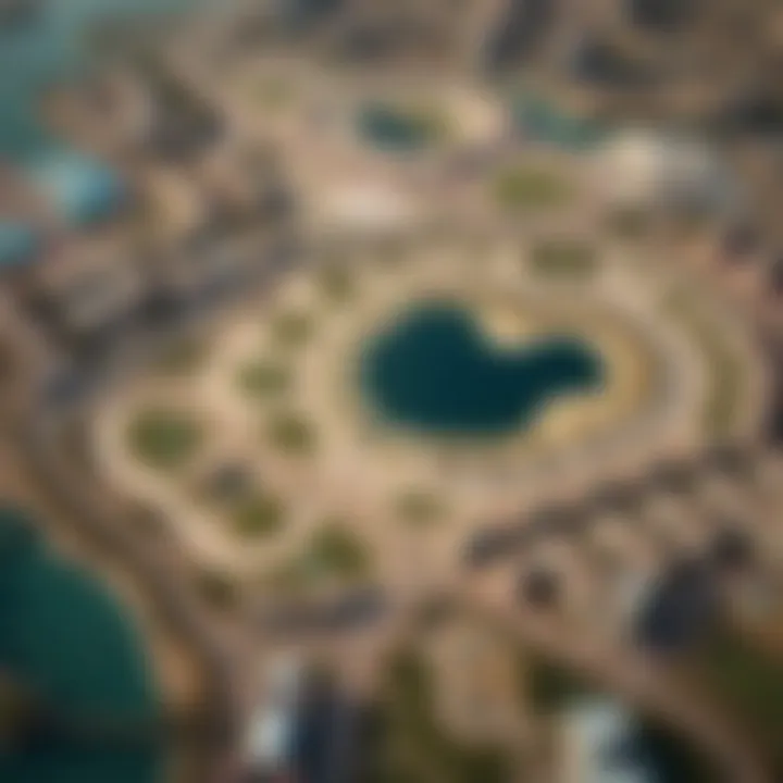 Aerial View of Heart Lake Development An aerial perspective showcasing the unique layout and development trends in Heart Lake