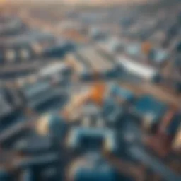 Aerial view of an industrial park in Dubai showcasing modern infrastructure