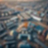 Aerial Perspective of Dubai's Industrial Infrastructure Aerial view of an industrial park in Dubai showcasing modern infrastructure