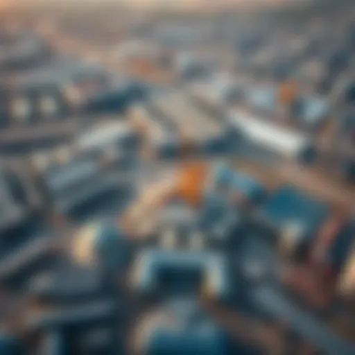 Aerial Perspective of Dubai's Industrial Infrastructure Aerial view of an industrial park in Dubai showcasing modern infrastructure