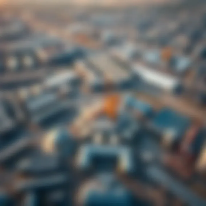 Aerial Perspective of Dubai's Industrial Infrastructure Aerial view of an industrial park in Dubai showcasing modern infrastructure