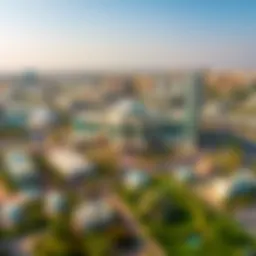 Aerial view of Mattar Plaza showcasing its architecture and surrounding area