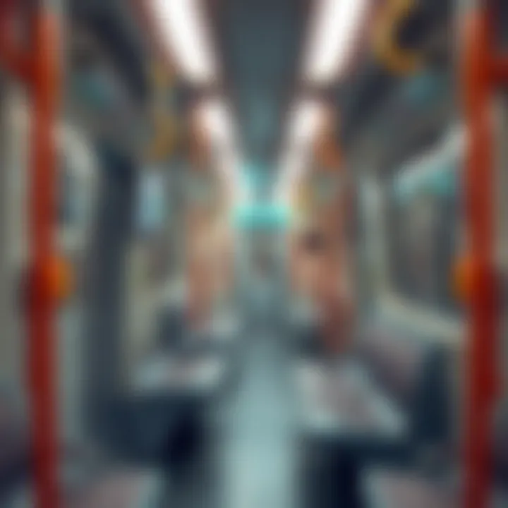 Modern Facilities in Metro Train Interior of a metro train showcasing modern facilities
