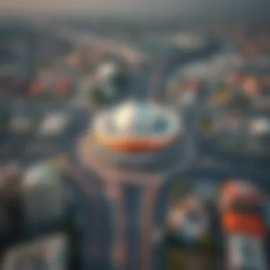 Aerial Perspective of Al Rigga Metro Station Aerial view of Al Rigga Metro Station and surrounding areas