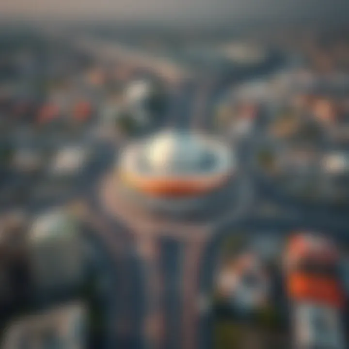 Aerial Perspective of Al Rigga Metro Station Aerial view of Al Rigga Metro Station and surrounding areas