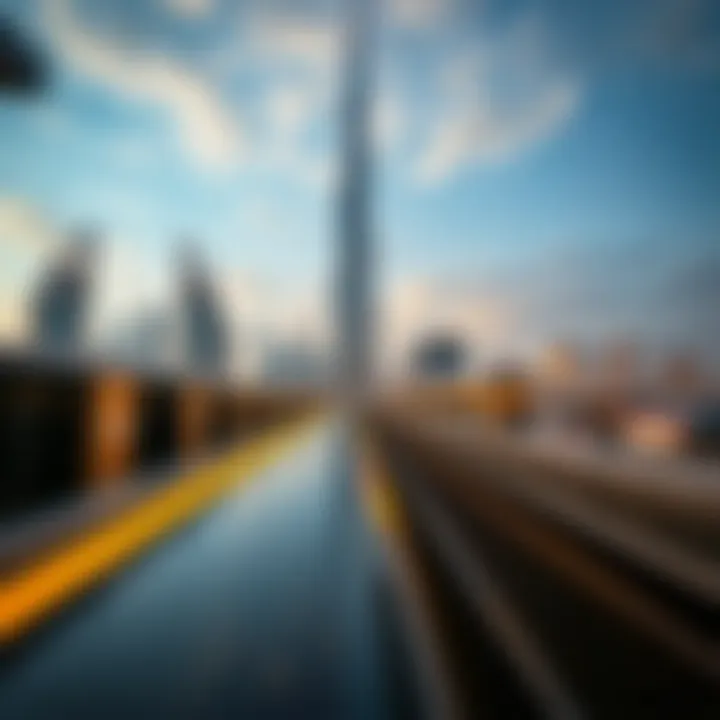 Scenic View of Burj Khalifa from the Metro Station Scenic view of Burj Khalifa from the metro station