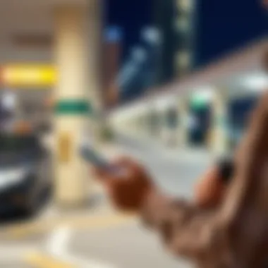 Innovative Mobile Solutions for Parking Navigation A resident using a mobile app for parking management