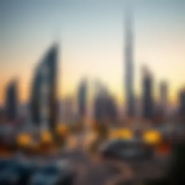 Dubai Skyline at Dusk Luxurious skyline of Dubai showcasing modern architecture