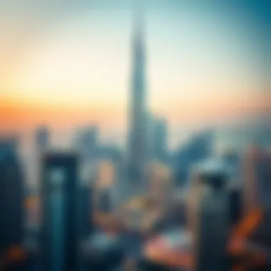 Skyline Context of Opera Tower in Dubai Surrounding skyline view that emphasizes Opera Tower's significance