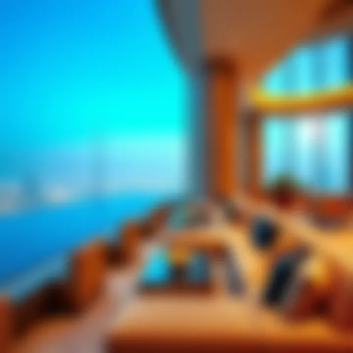 Luxury Lounge by the Infinity Pool Luxurious lounge area adjacent to the infinity pool with plush seating and cityscape