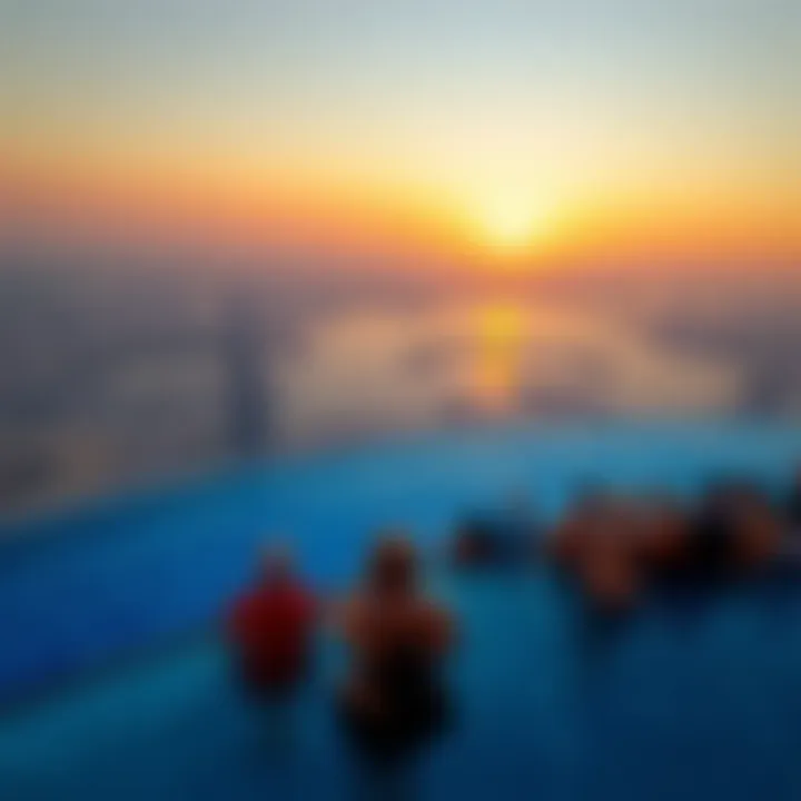 Sunset Experience at the Infinity Pool Visitors enjoying the breathtaking view from the infinity pool during sunset