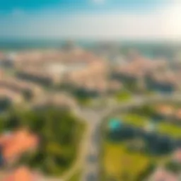 Aerial view showcasing the lush greenery and urban development in Ras Khor