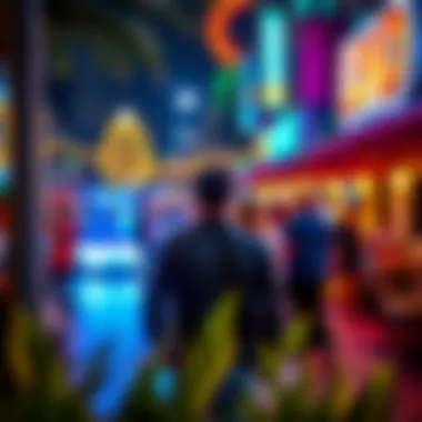 Nightlife Vibrance: Riverland's Lively Essence Vibrant nightlife scene in Riverland Dubai filled with lively ambiance and activity.