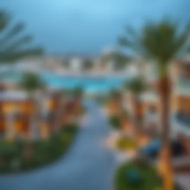 Panoramic view of the vibrant community surrounding Sarai Villas