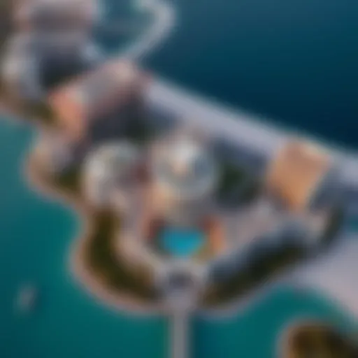 Aerial view of the Seven Palm development showcasing its unique architecture