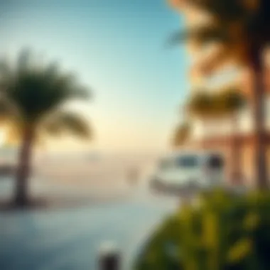 The vibrant beachfront surrounding Seven Palm