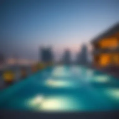 Rooftop Pool at SLS Dubai Stunning rooftop pool view at SLS Dubai Hotel, emphasizing leisure and luxury