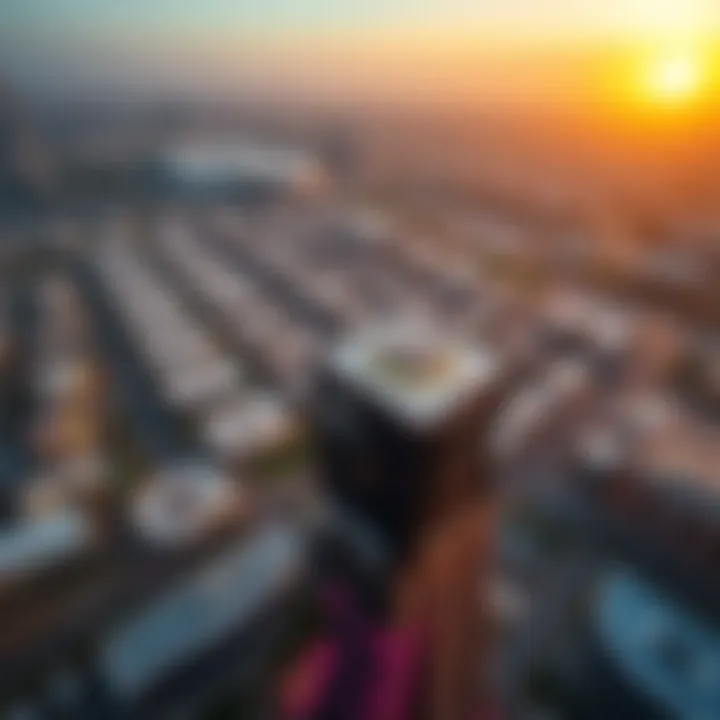 Aerial view highlighting Sunrise Building's strategic location in Silicon Oasis