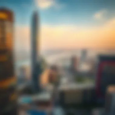 Panoramic Outlook of JLT and Swiss Tower Panoramic view of Jumeirah Lake Towers cluster