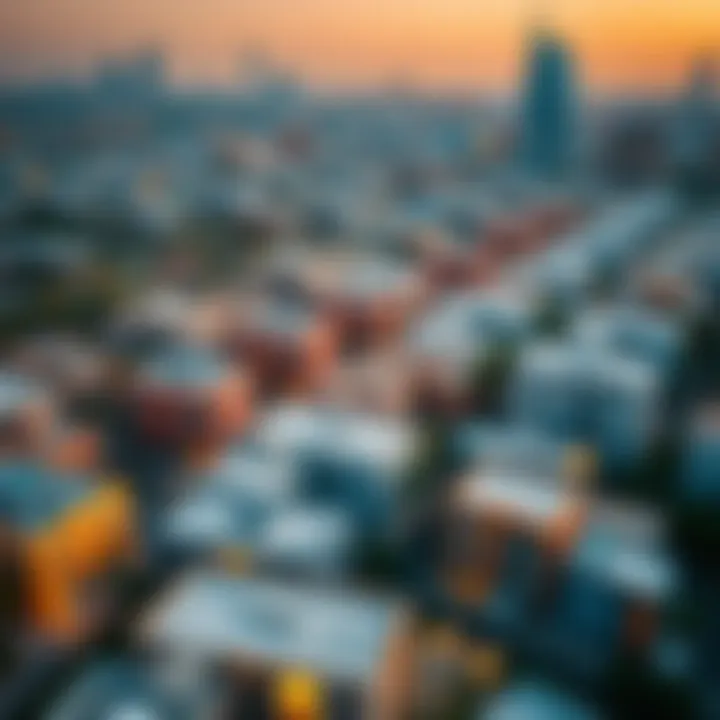 Aerial view of a vibrant neighborhood in Dubai filled with modern architecture