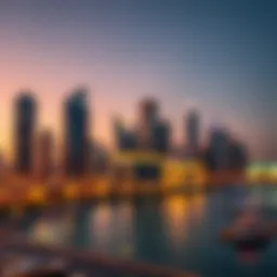 Skyline of Dubai at dusk showcasing luxury developments