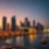 Dubai's Majestic Skyline Skyline of Dubai at dusk showcasing luxury developments