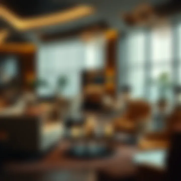 Luxurious lounge interior featuring plush seating and elegant decor