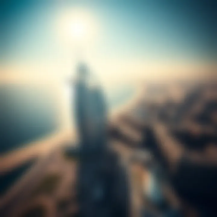 Aerial view of Dubai with Burj Al Arab prominently featured