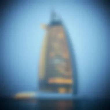 Close-up of Burj Al Arab's unique sail-like architecture