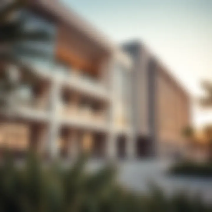 Innovative School Infrastructure in Dubai A modern school building showcasing architectural design