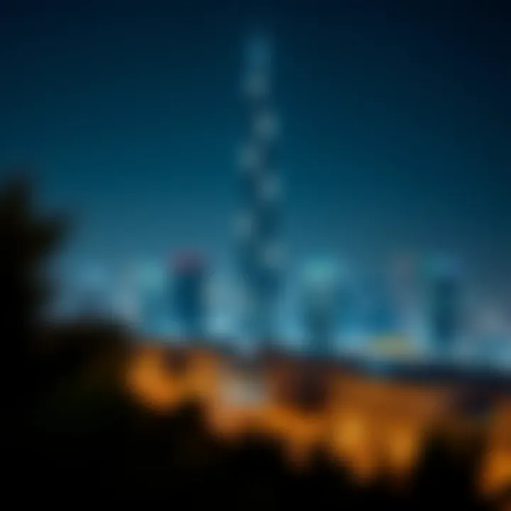 Night View of The Point Tower Night view of The Point Tower illuminated against the Dubai skyline