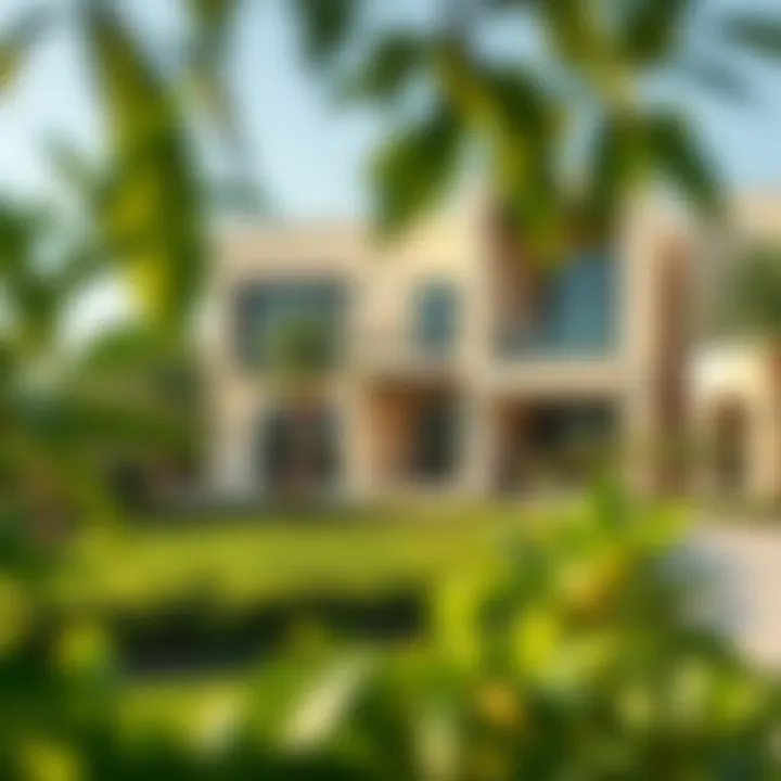 Residential Beauty in Tilal Al Ghaf Beautifully designed residential area in Tilal Al Ghaf surrounded by lush greenery.