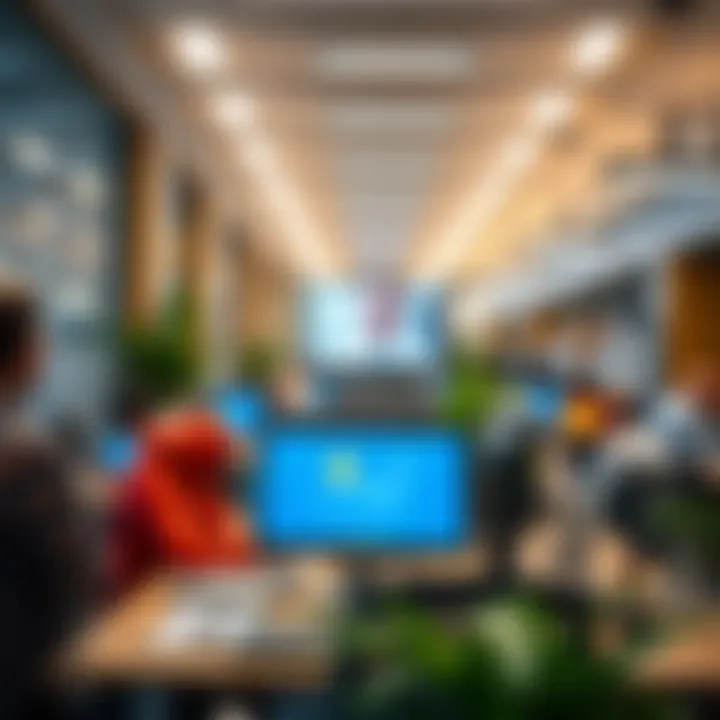 A bustling office environment representing corporate culture